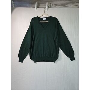 Vintage Brooks Brothers sz 46 XL Green Sea Island‎ Cotton Knit V Neck Sweater